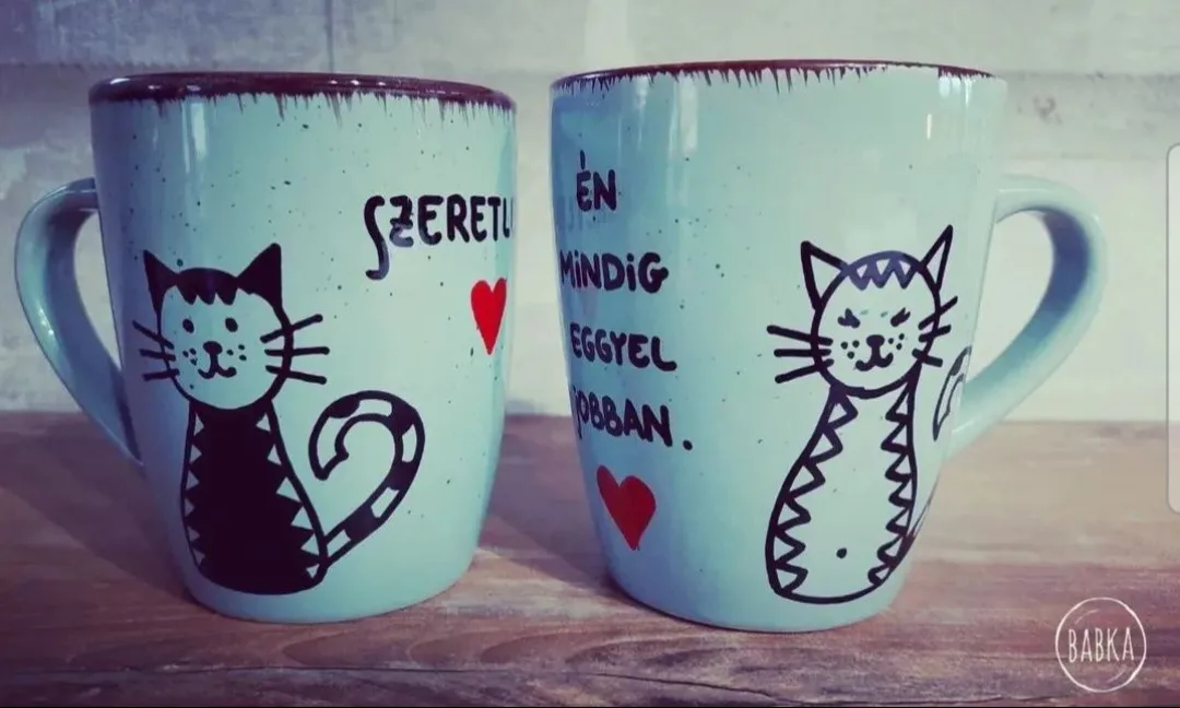 Eggyel jobban cicák (páros bögre) (fehér)