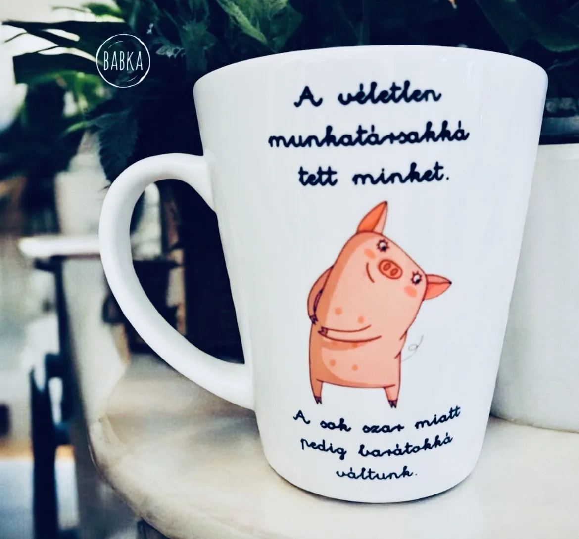 Munkahelyi barátság bögre (malac) (tejeskávés)