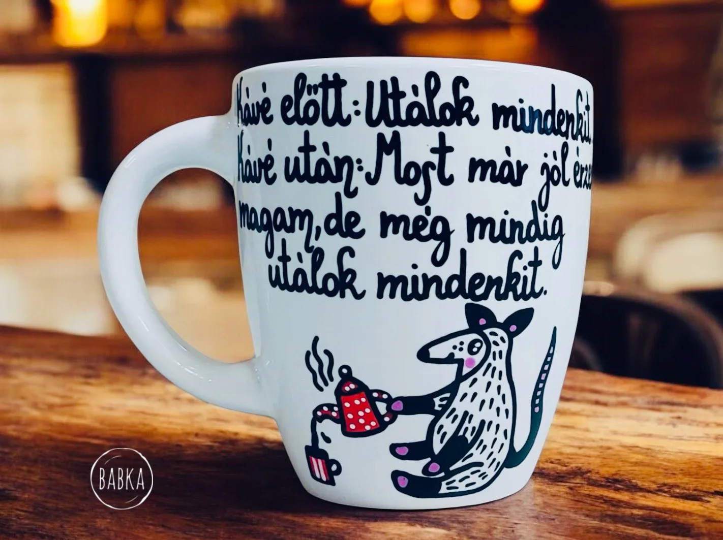 Kávé előtt és után (bögre) (tapír)