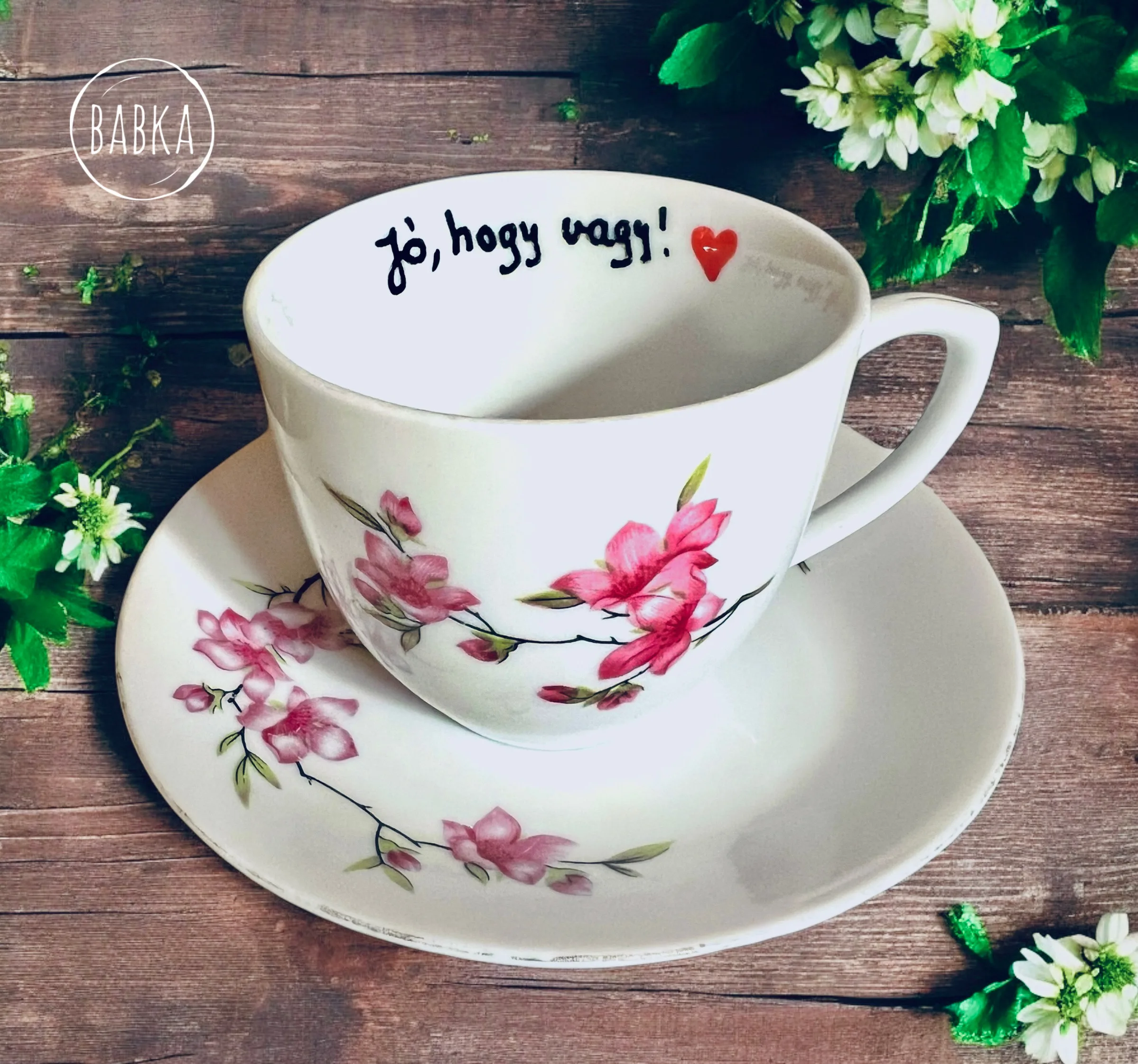 Jó, hogy vagy! (vintage porcelán csésze alátéttel)