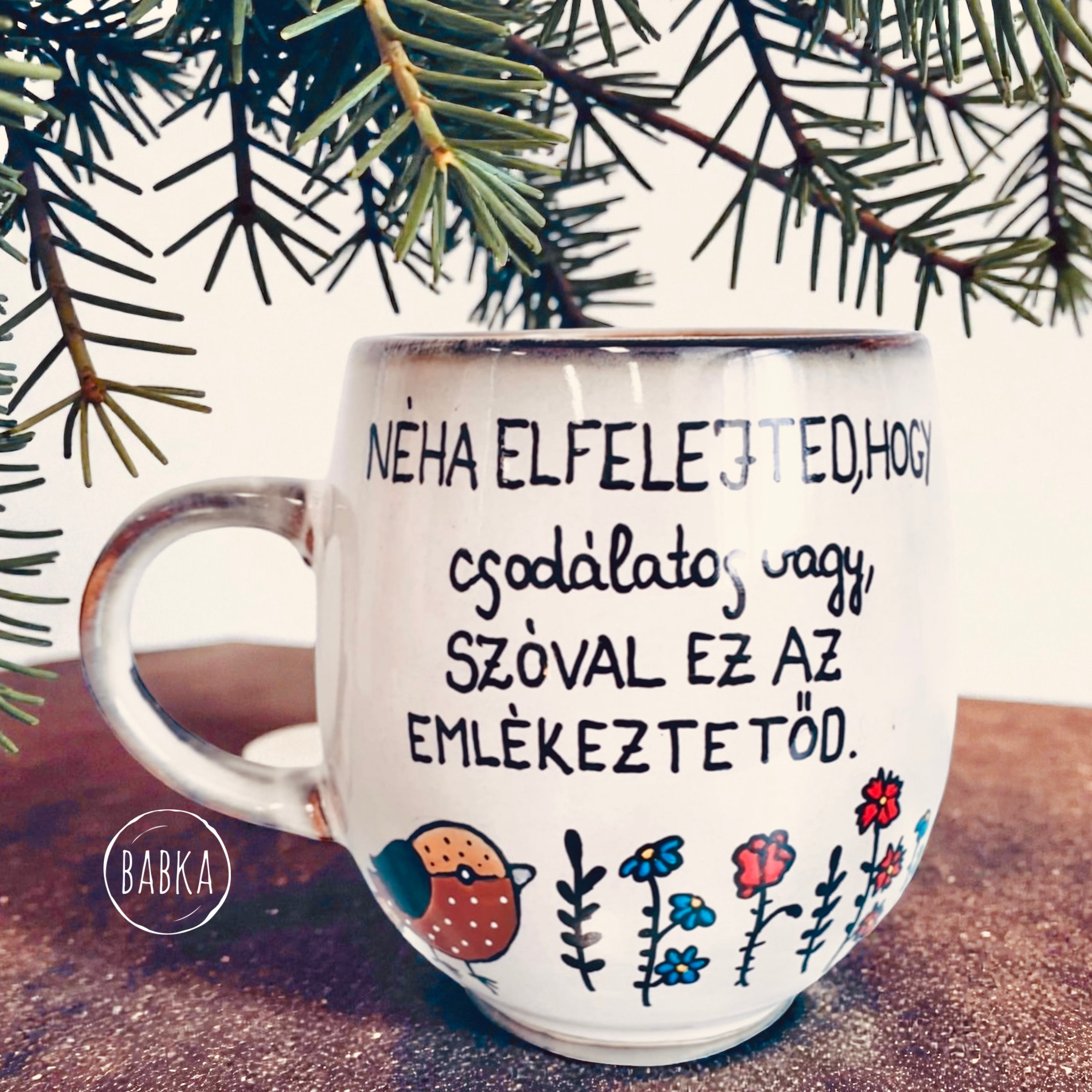 "Csodálatos vagy" bögre (veréb)
