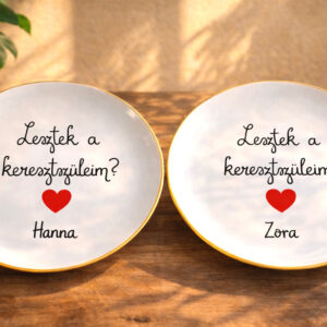 Keresztszülő felkérő (páros tányér) (a név személyre szabható, vagy elhagyható)