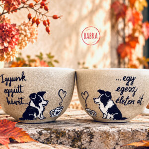 Páros bögre (3,6dl) (Igyunk együtt kávét- Egy egész életen át) (Border collie)