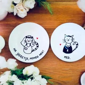 Macska esküvő - páros tányér