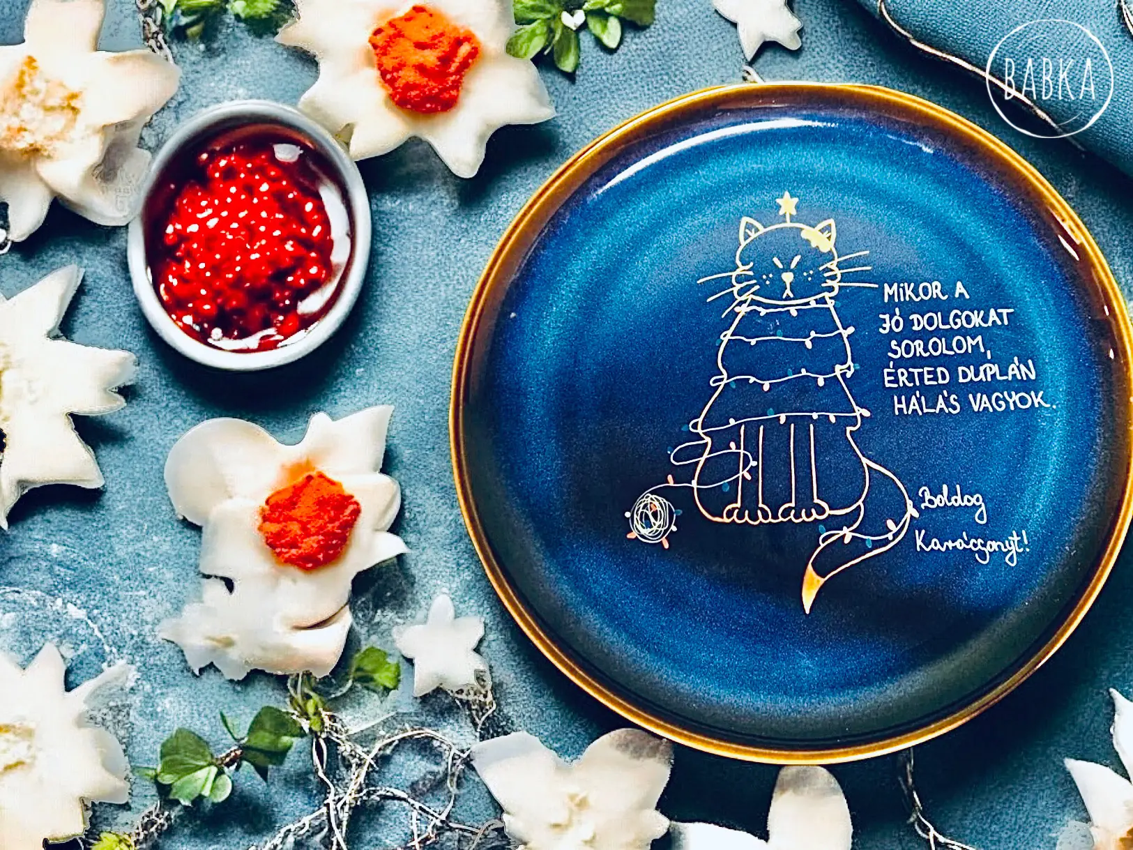 Macska karácsony tányér