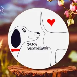 Valentin napi tányér - kutyás