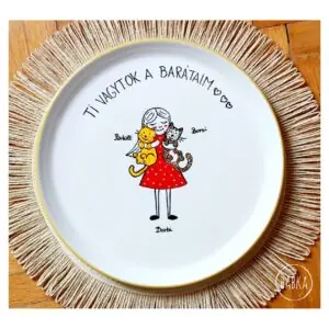 Cicabarátság tányér (27cm) (személyre szabható)