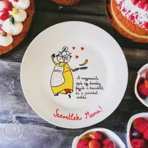 Nagymama tányér ( A nagymamák csak egy darabig fogják a kezünket, de a szívünket örökké.)