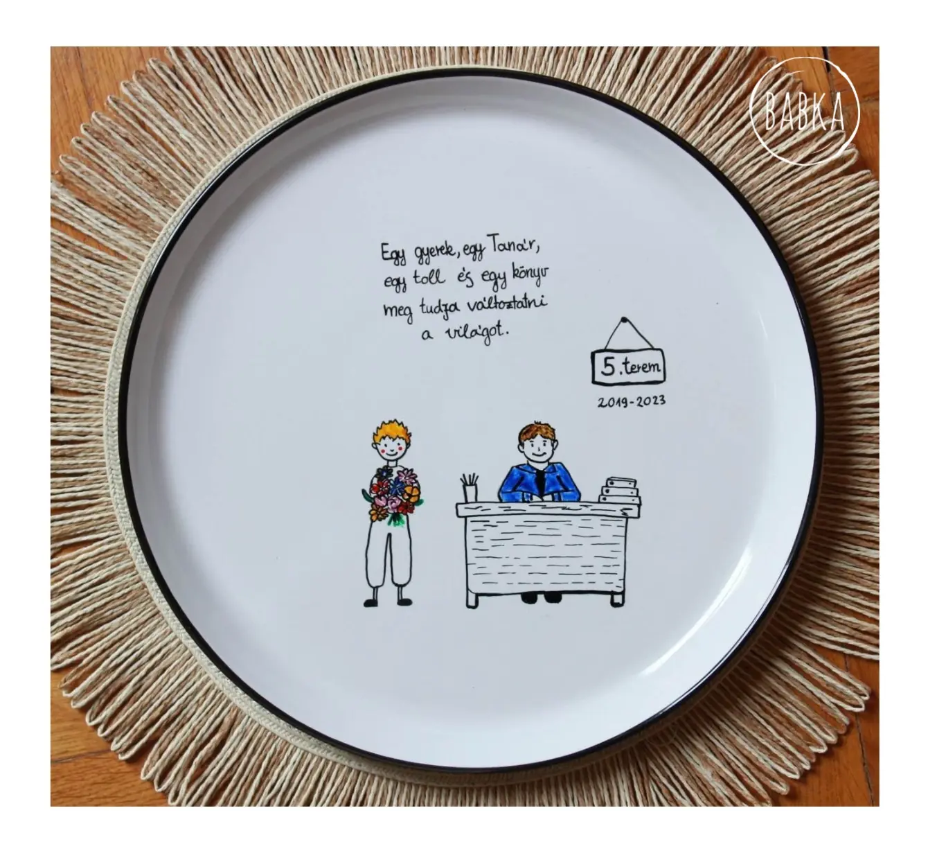 Tanárbúcsúztató tányér (személyre szabható)