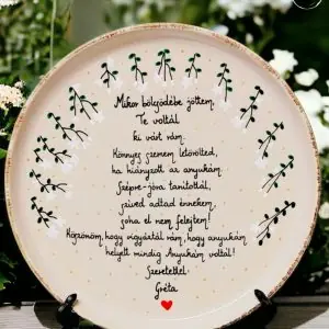 Bölcsis ballagó tányér (személyre szabható) (Szépre, jóra tanítottál.)