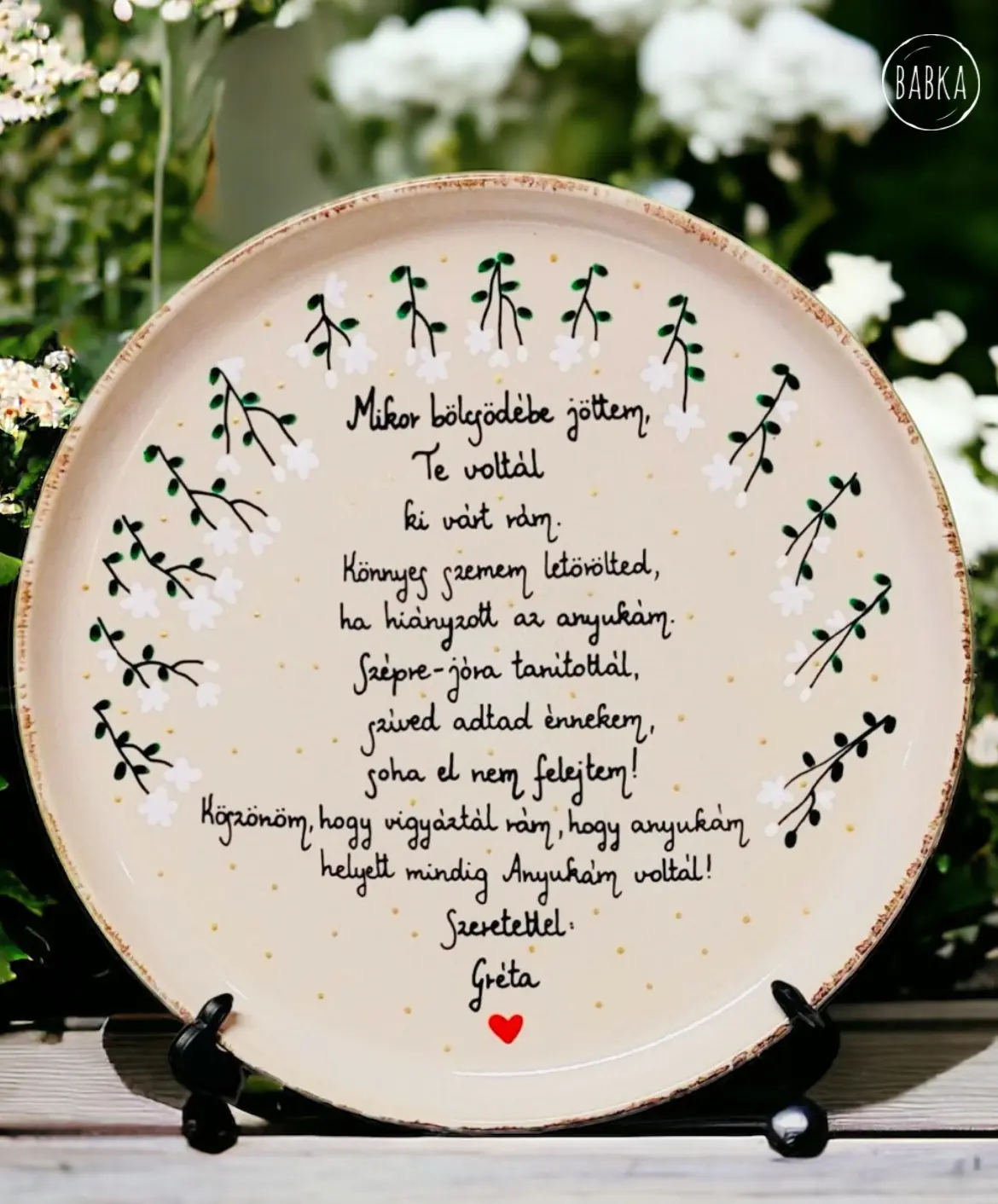Bölcsis ballagó tányér (személyre szabható) (Szépre, jóra tanítottál.)