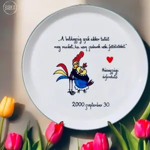 Házassági évfordulós pogácsás tál (27cm) (módosítható évszámmal) (A boldogság csak akkor talál meg minket, ha nem szabunk neki feltételeket.) - Türkizkék