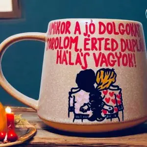 Barátság (hála) bögre (4dl) (Mikor a jó dolgokat sorolom, érted duplán hálás vagyok.)