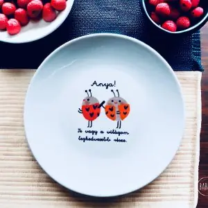 Reggeliző tányér (katica) (Anya! Te vagy a világom legkedvesebb része.)