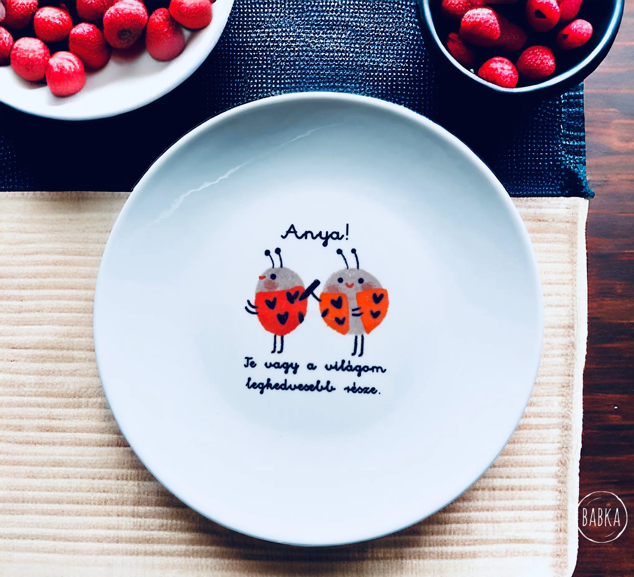 Reggeliző tányér (katica) (Anya! Te vagy a világom legkedvesebb része.)