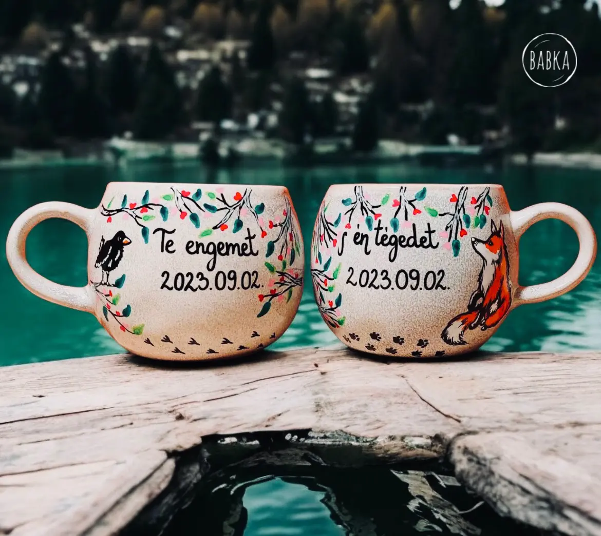 Páros bögre (4dl) (Te engemet, én tégedet.)  (róka-rigó)