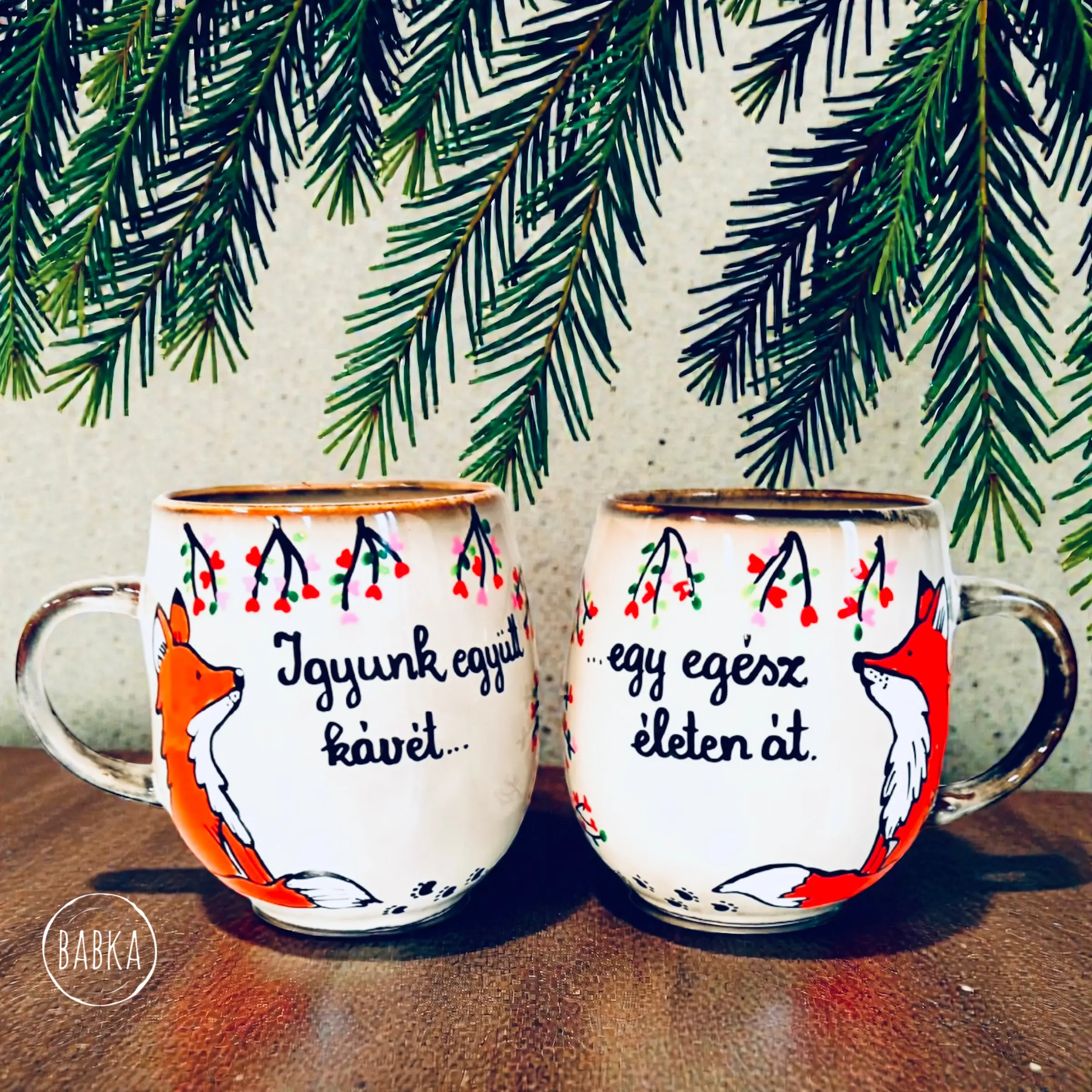 Páros bögre (4dl) (Igyunk együtt kávét- Egy egész életen át)  (róka)