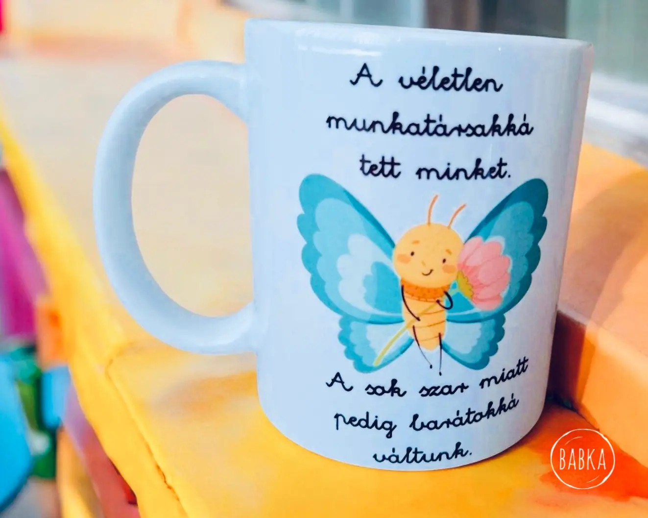 Munkahelyi barátság bögre (pillangó)