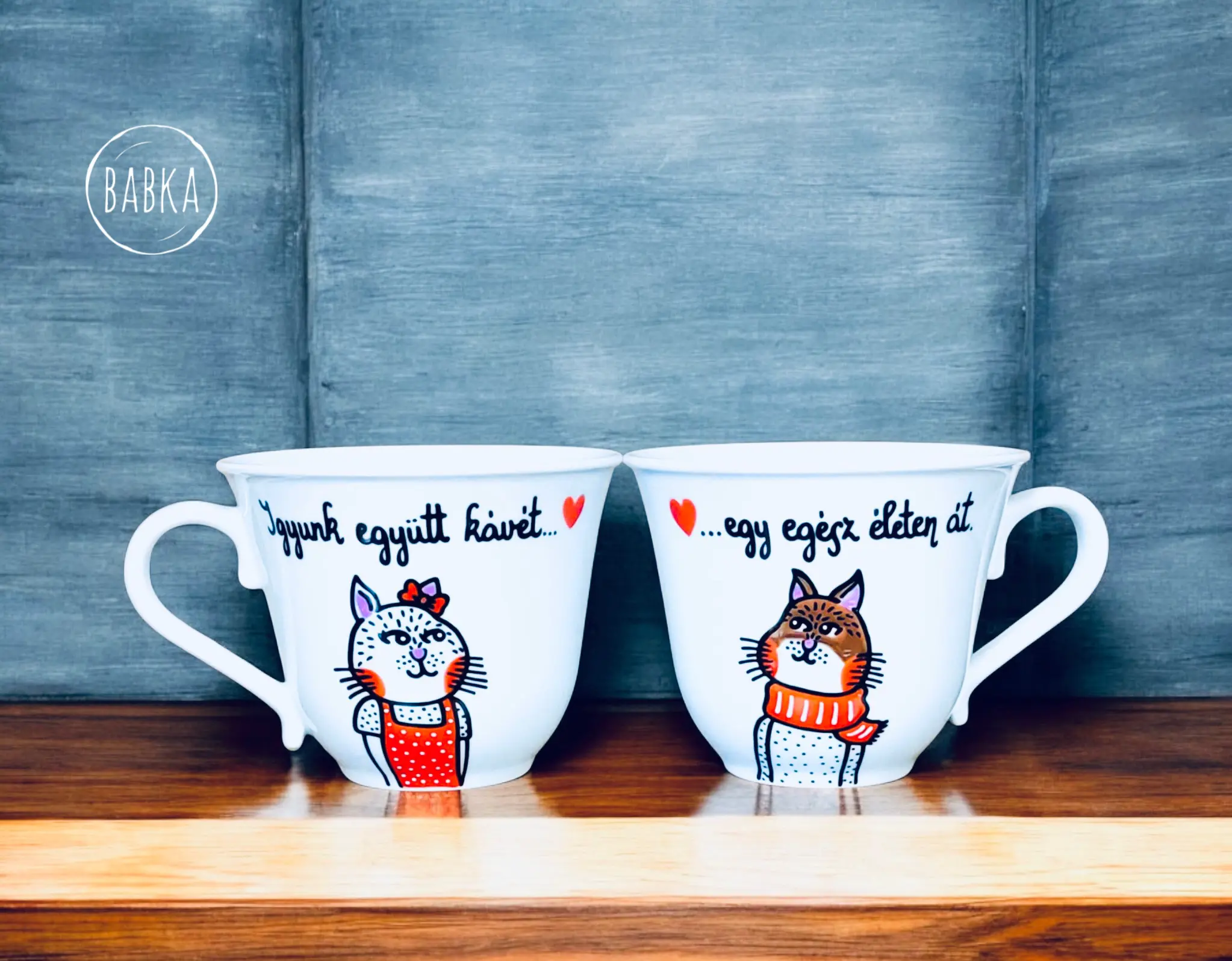 Páros cicás bögre (Igyunk együtt kávét...egy egész életen át)