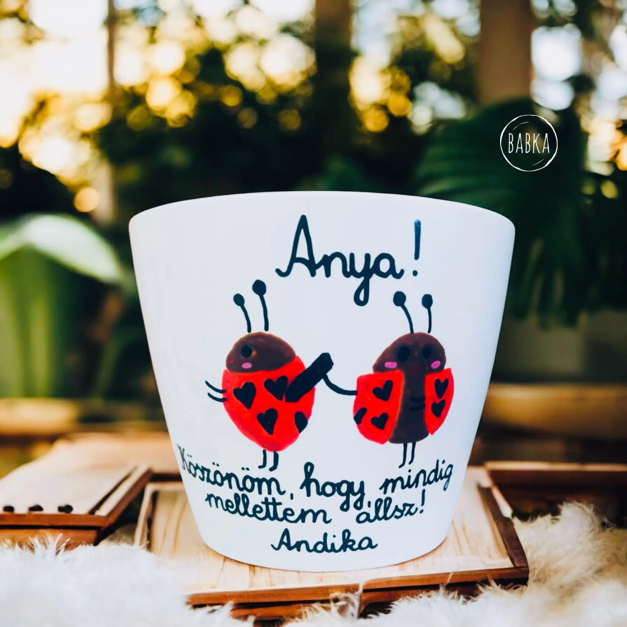 Anya (katica) kaspó (személyre szabható)