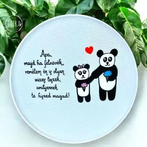 Apa (panda) - tányér (Apa, majd ha felnövök, remélem én is olyan vicces leszek, amilyennek te hiszed magad.)