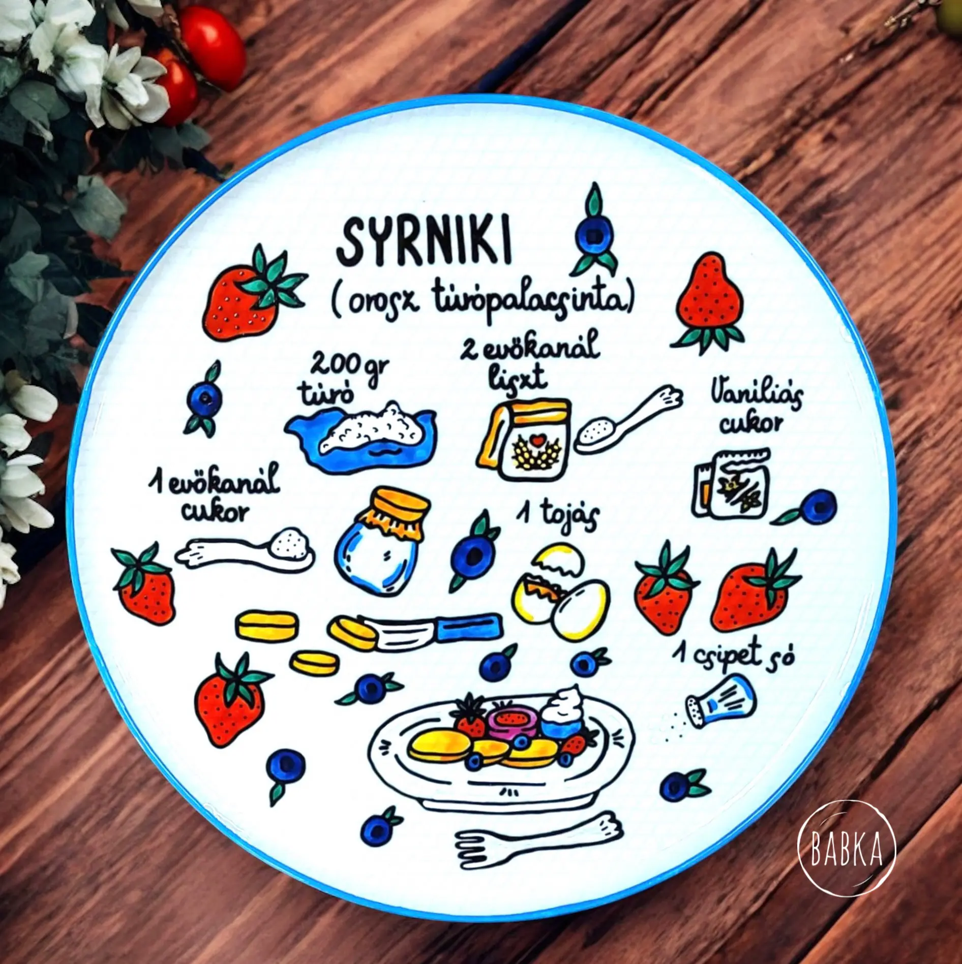 Orosz túrópalacsinta (syrniki) tányér