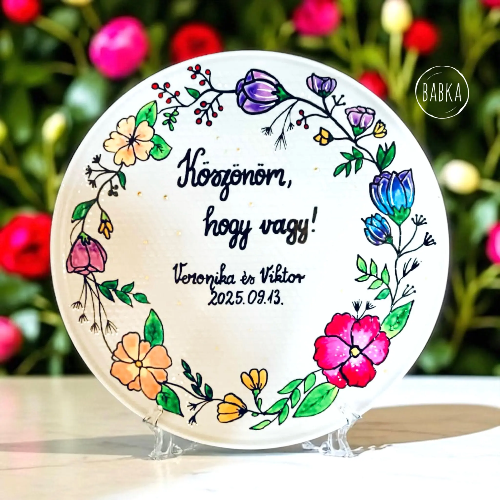 Szülőköszöntő tányér (személyre szabható)