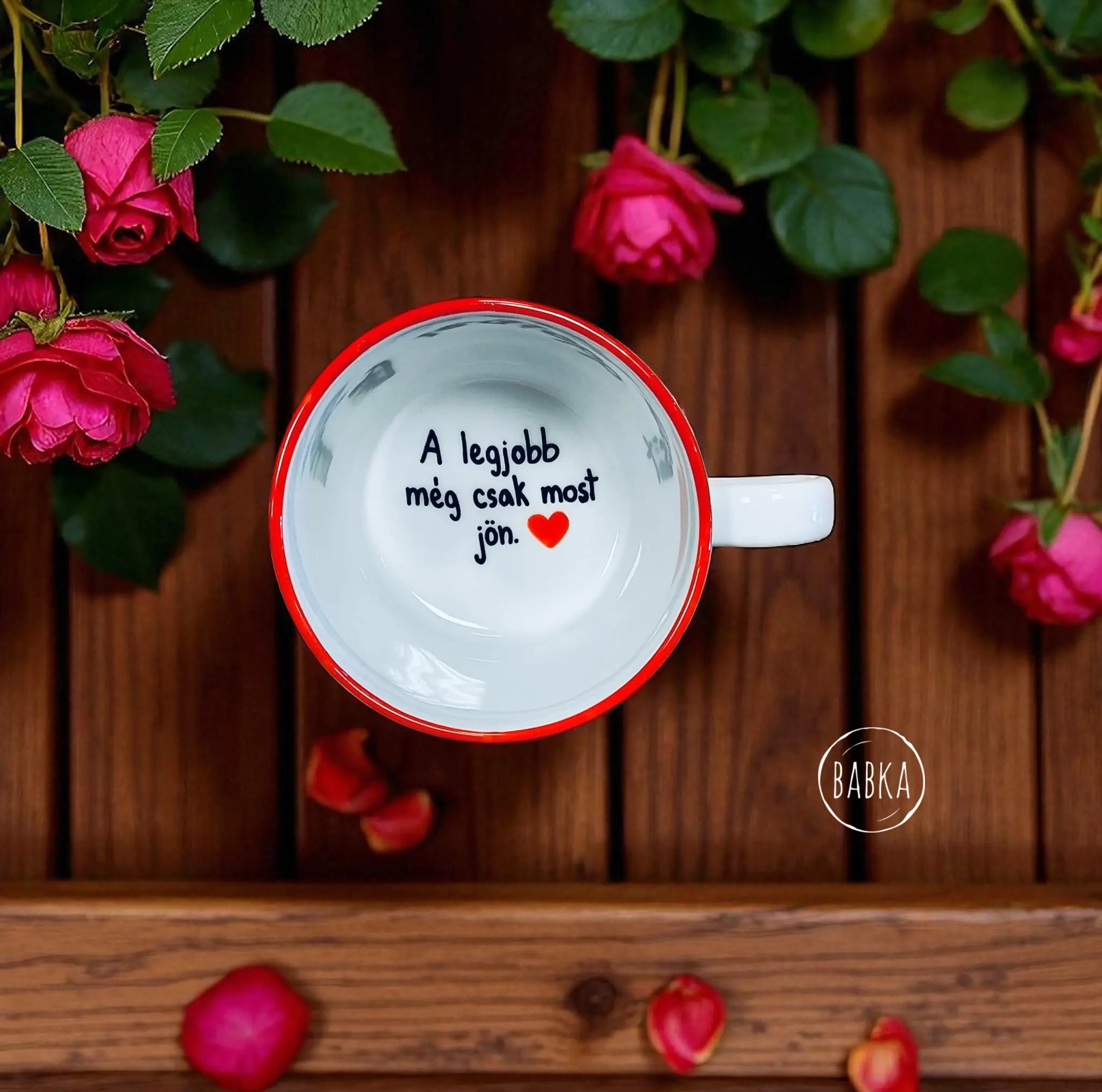 "A legjobb még csak most jön." (csésze) (tejeskávés)