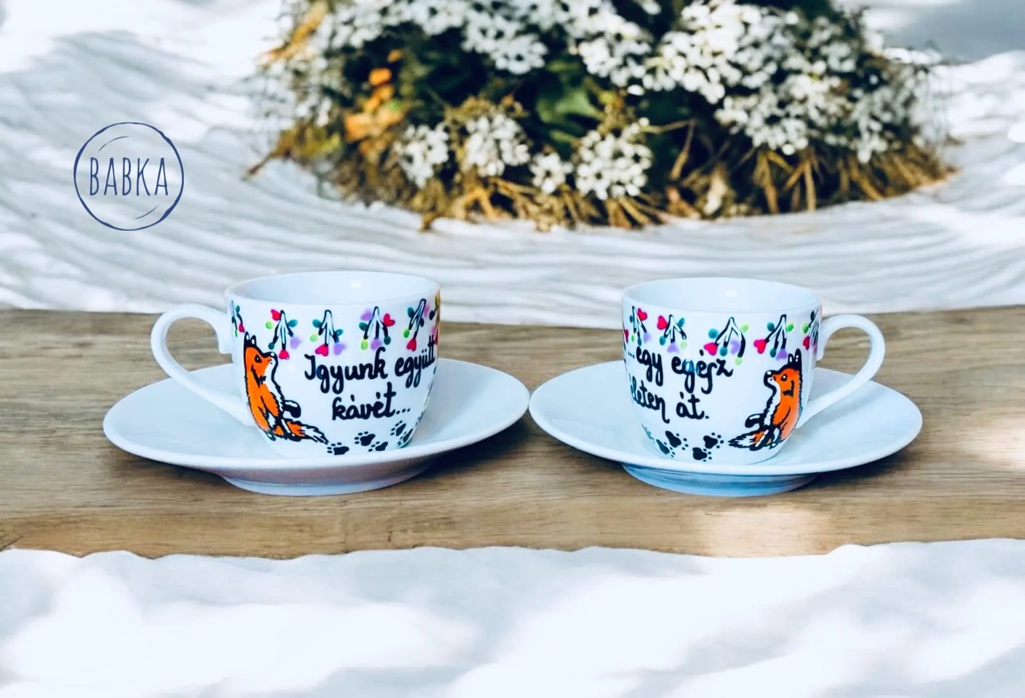 Páros csésze (presszós) (Igyunk együtt kávét- Egy egész életen át)  (róka)