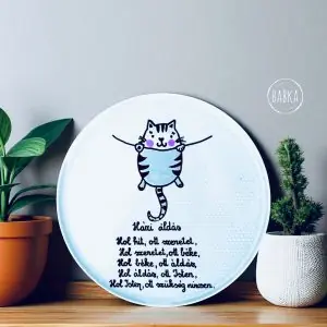 Házi áldás tányér (cicás)