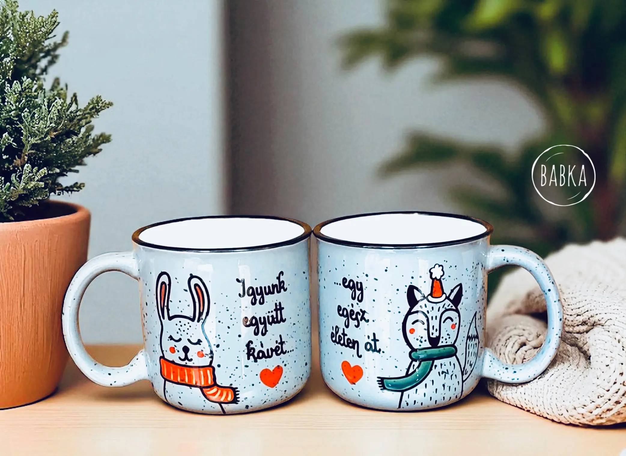 Egy egész életen át (páros bögre) (róka-nyuszi)