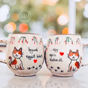 Páros bögre (4dl) (Igyunk együtt kávét- Egy egész életen át) (cica)