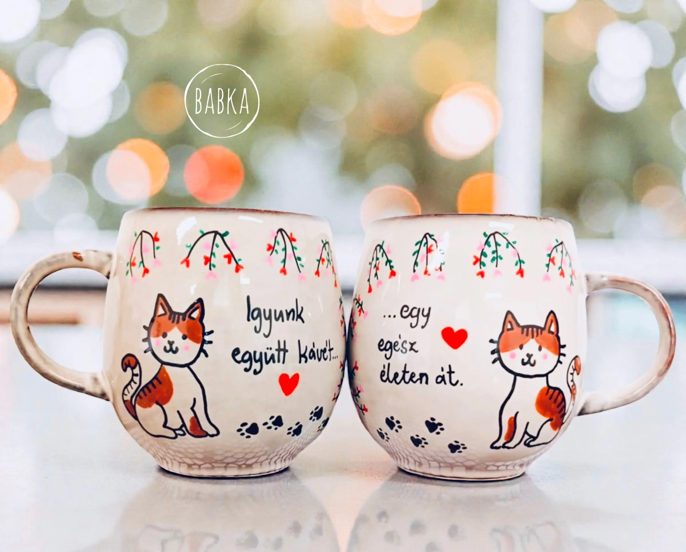 Páros bögre (4dl) (Igyunk együtt kávét- Egy egész életen át) (cica)