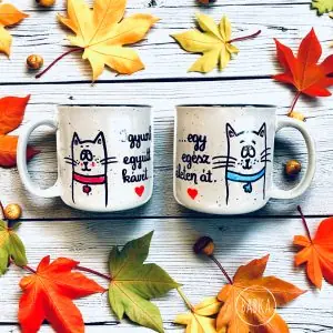 Páros bögre (4dl) (Igyunk együtt kávét- Egy egész életen át) (cica)